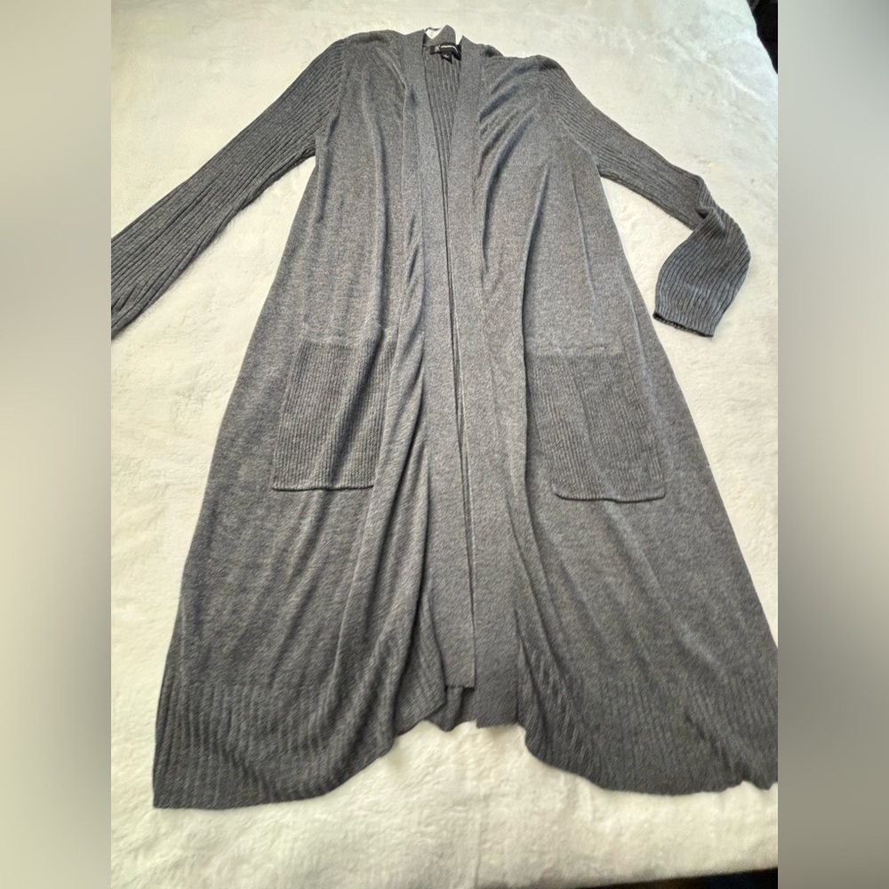 INC International Concepts Gray Ribbed Duster Cardigan Large - Picture 6 of 12